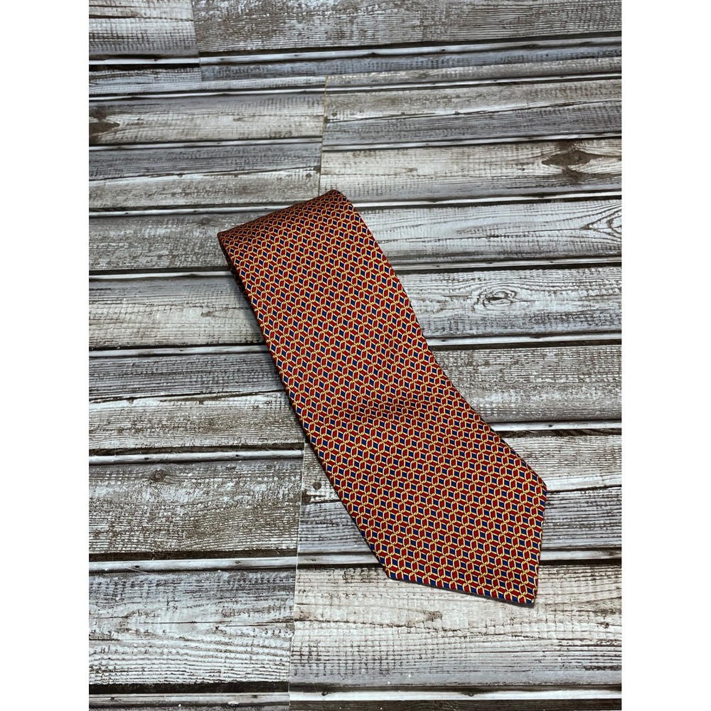 Brooks Brothers Makers All Silk Necktie Geometric Hand Finished in USA